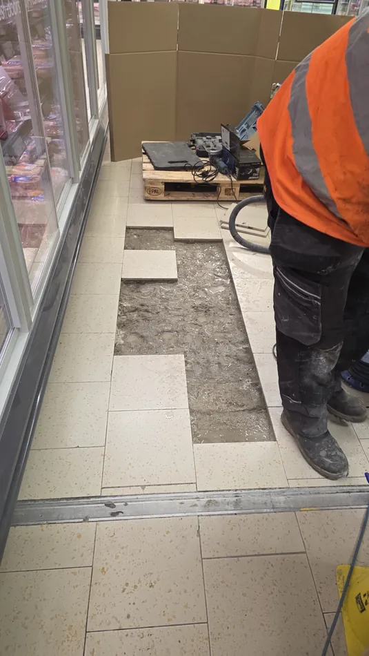 Commercial floor tiles lifted and repaired by Site Fix Solutions